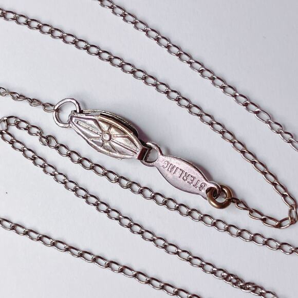 Vintage Signed Marvel Sterling Silver Pearl Pendant Necklace Mid Century 40s–50s - Picture 10 of 16